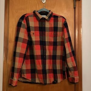Orange Plaid Button Down Shirt
